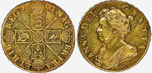 5 Guineas - Battle of Vigo - 1703 Anne British Coins