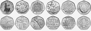 Great Britain British Fifty Pence Designs