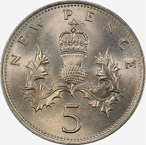 Great Britain British Five Pence Designs