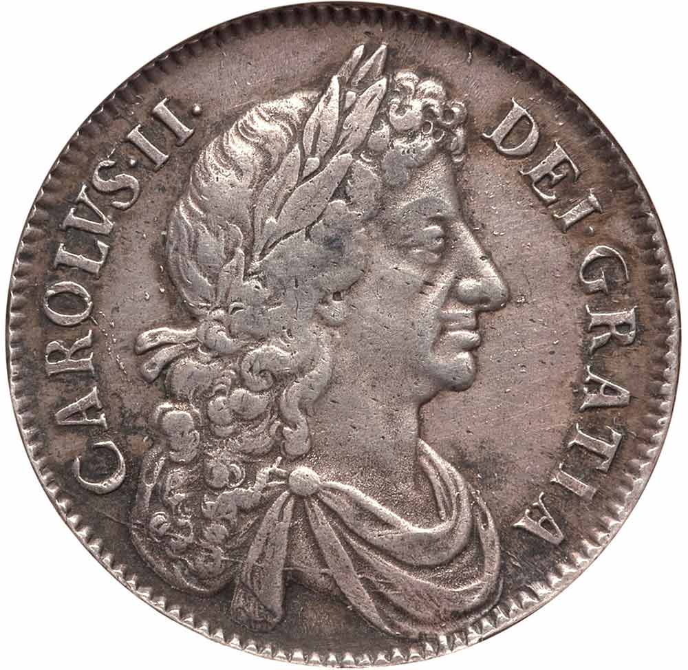 AU-50 - Half Crown 1663 to 1684 - Charles II