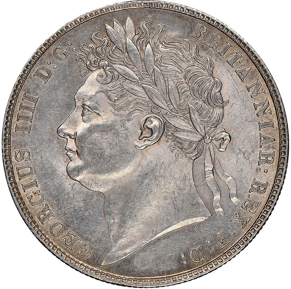 MS-60 - Half Crown 1820 to 1824 - Laureate Head - George IV