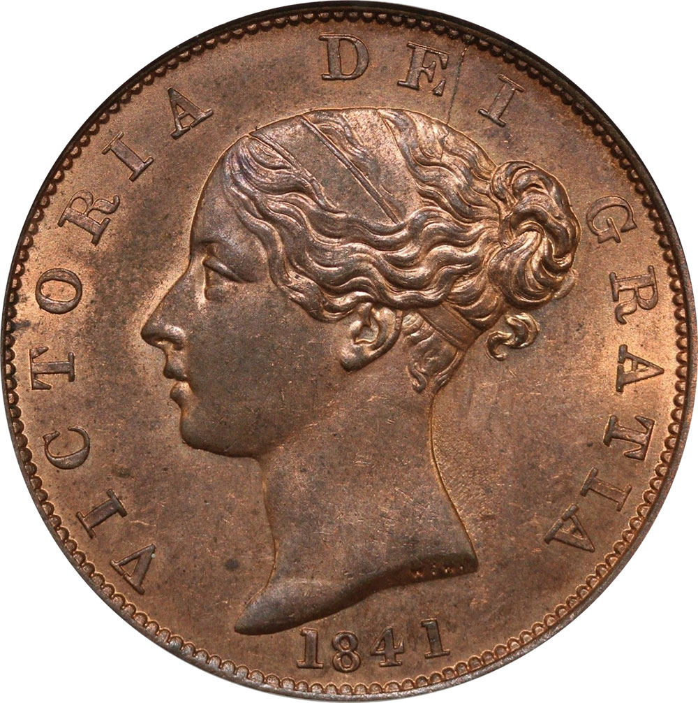 MS-60 - Half Penny 1838 to 1859 - Victoria - Young Head