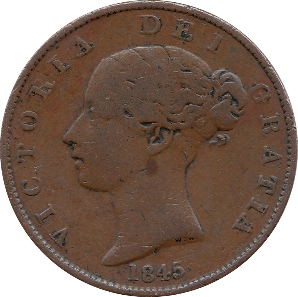 VG-8 - Half Penny 1838 to 1859 - Victoria - Young Head