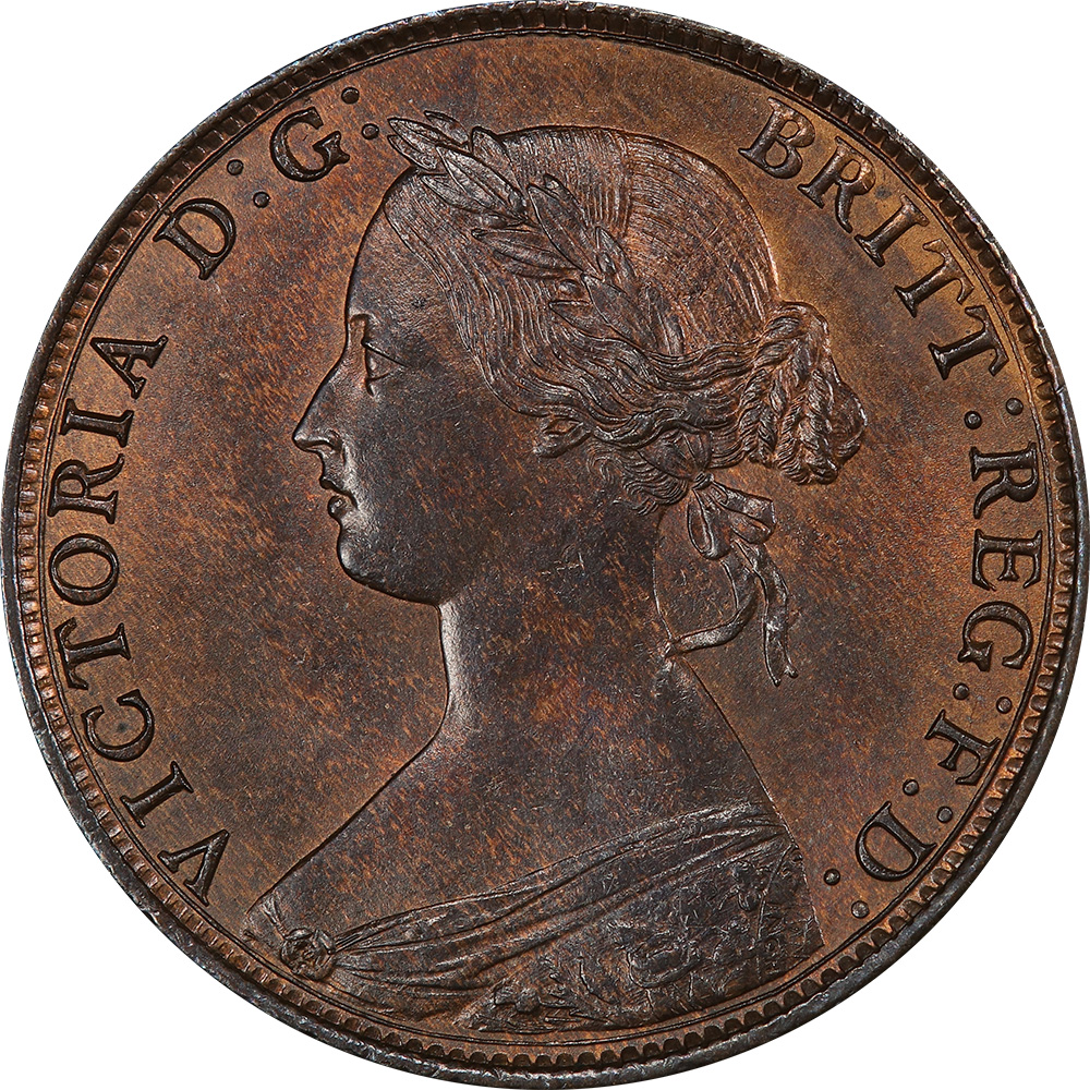 MS-60 - Half Penny 1860 to 1894 - Victoria - Bun Head
