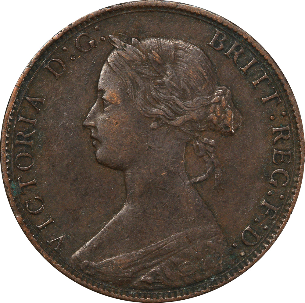 EF-40 - Half Penny 1860 to 1894 - Victoria - Bun Head