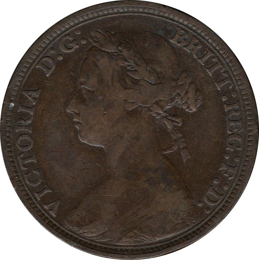 VF-20 - Half Penny 1860 to 1894 - Victoria - Bun Head