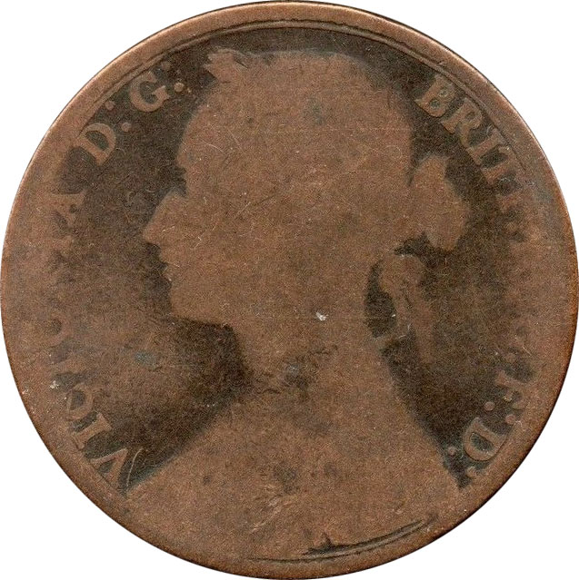 AG-3 - Half Penny 1860 to 1894 - Victoria - Bun Head