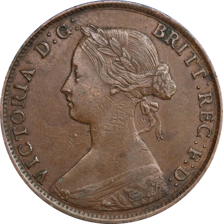AU-50 - Half Penny 1860 to 1894 - Victoria - Bun Head