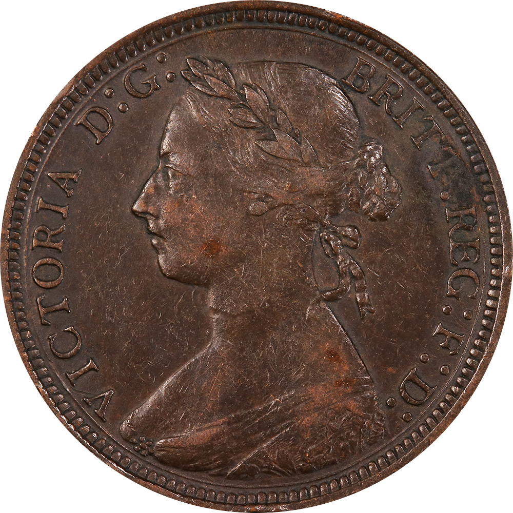 EF-40 - Half Penny 1860 to 1894 - Victoria - Bun Head