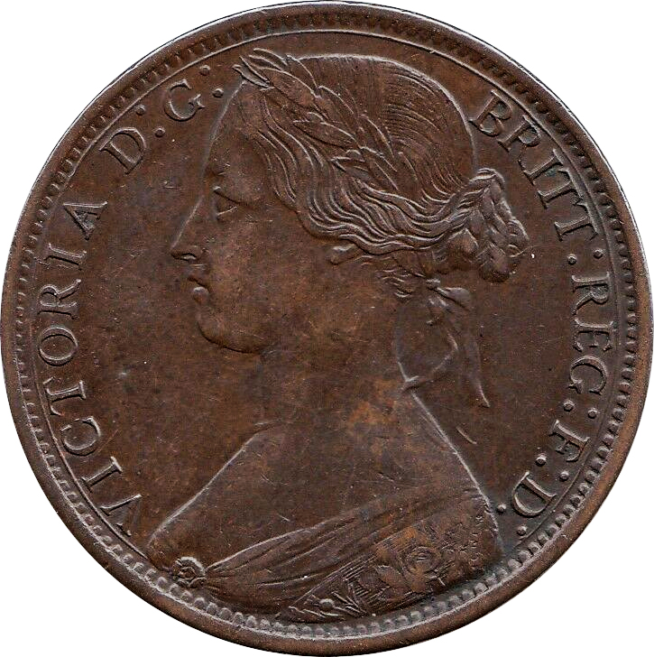 AU-50 - Penny 1861 to 1894 - Victoria - Bun Head