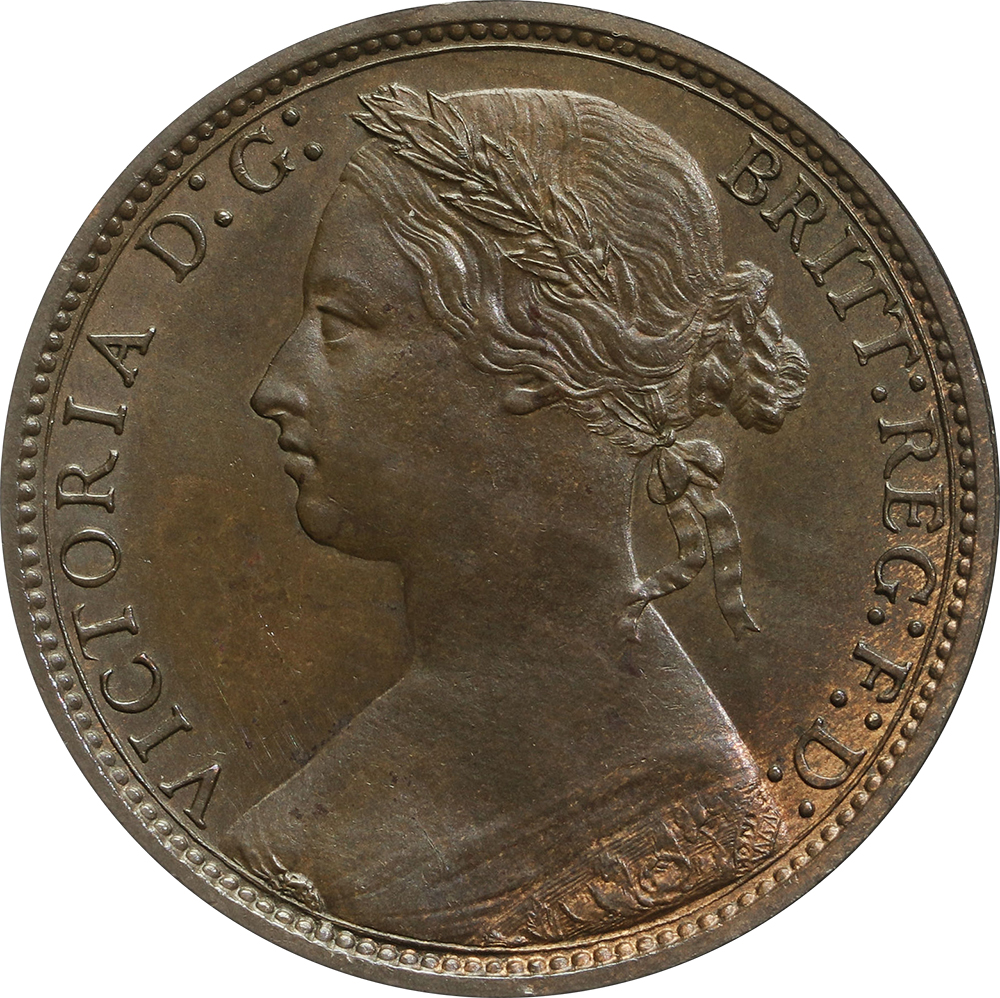 MS-60 - Penny 1861 to 1894 - Victoria - Bun Head