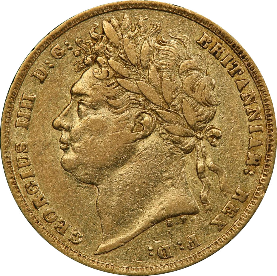 EF-40 - Sovereign 1821 to 1825 - Laureate Head - George IV