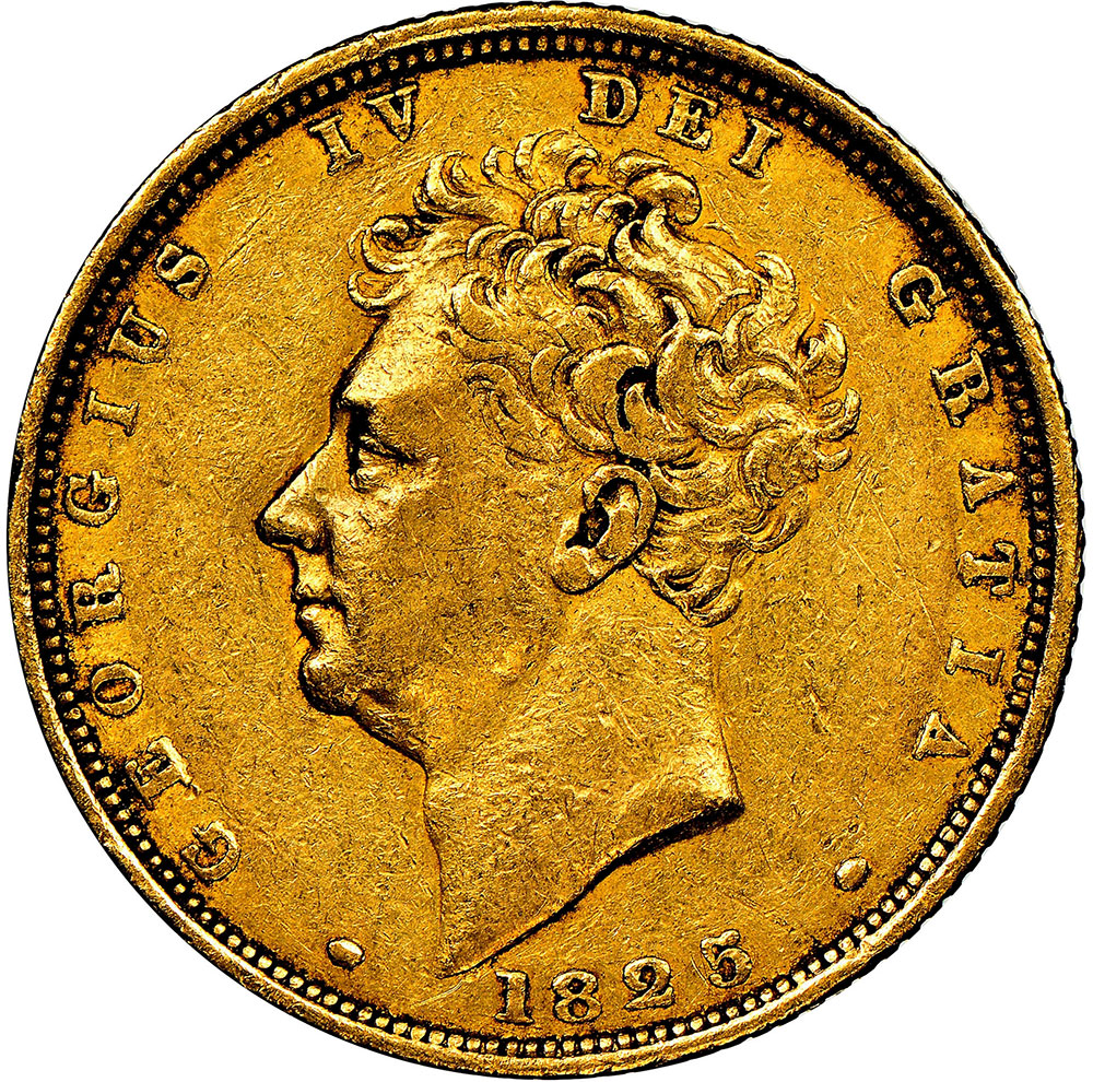 EF-40 - Sovereign 1825 to 1830 - Bare Head - George IV