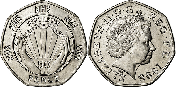 50 Pence 1998 - NHS Fiftieth Anniversary - British Coins