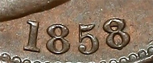 Half penny 1858 - 8 over 7 - Great Britain coins - United Kingdom