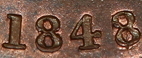 Penny 1848 - 8 over 7 - Great Britain coins - United Kingdom