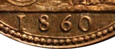 Penny 1860 - Beaded borders - Great Britain coins - United Kingdom