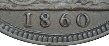 Penny 1860 - Thoothed borders - Great Britain coins - United Kingdom