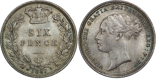 Sixpence 1887 - Young Head - British Coins - United Kingdom and Great Britain
