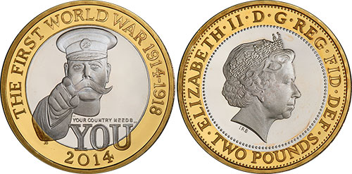 Silver 2 Pounds 2014 WWI Outbreak British Coins