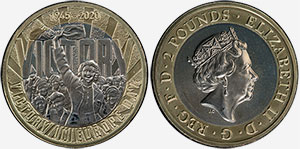 Two pounds 2020 VE Day Dove of Peace British Coin