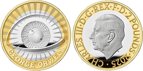 2 Pounds 2025 George Orwell British Coin